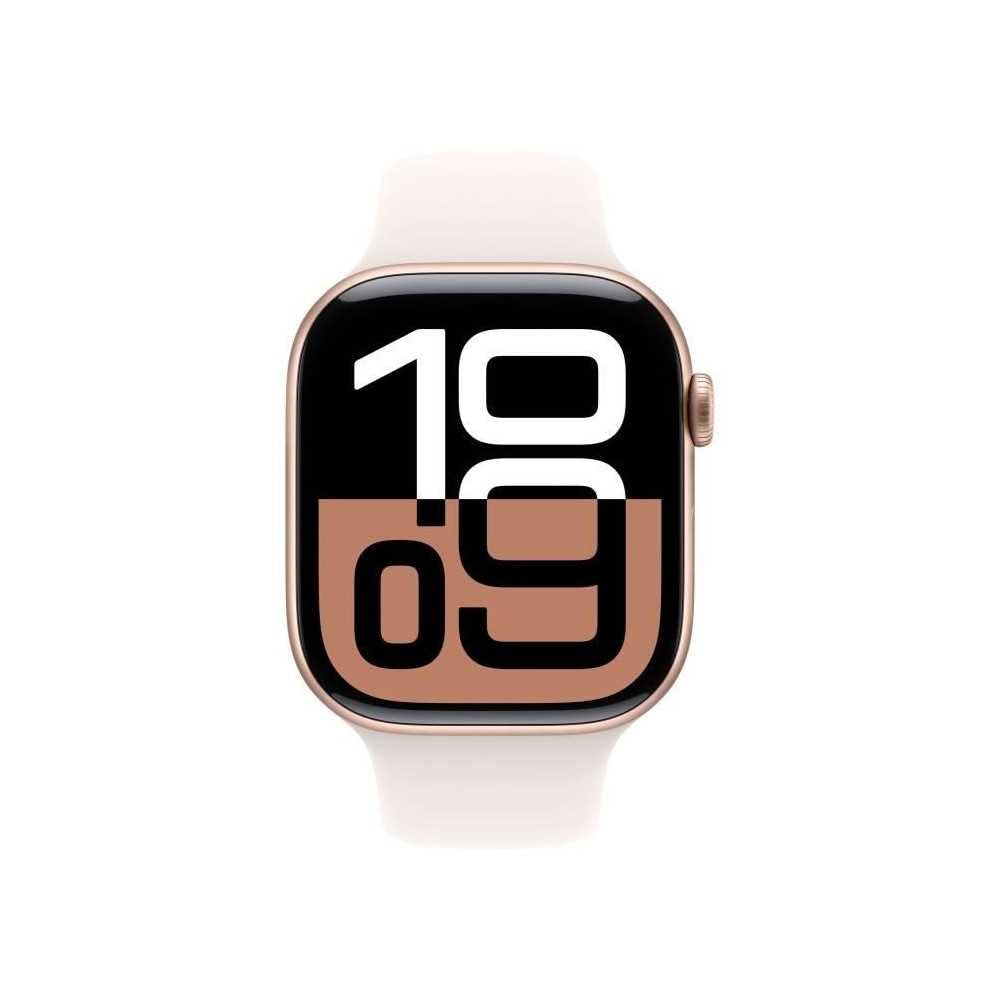 Apple Watch Series 10 46 mm or rose avec bracelet Sport rose tendre - vue 3