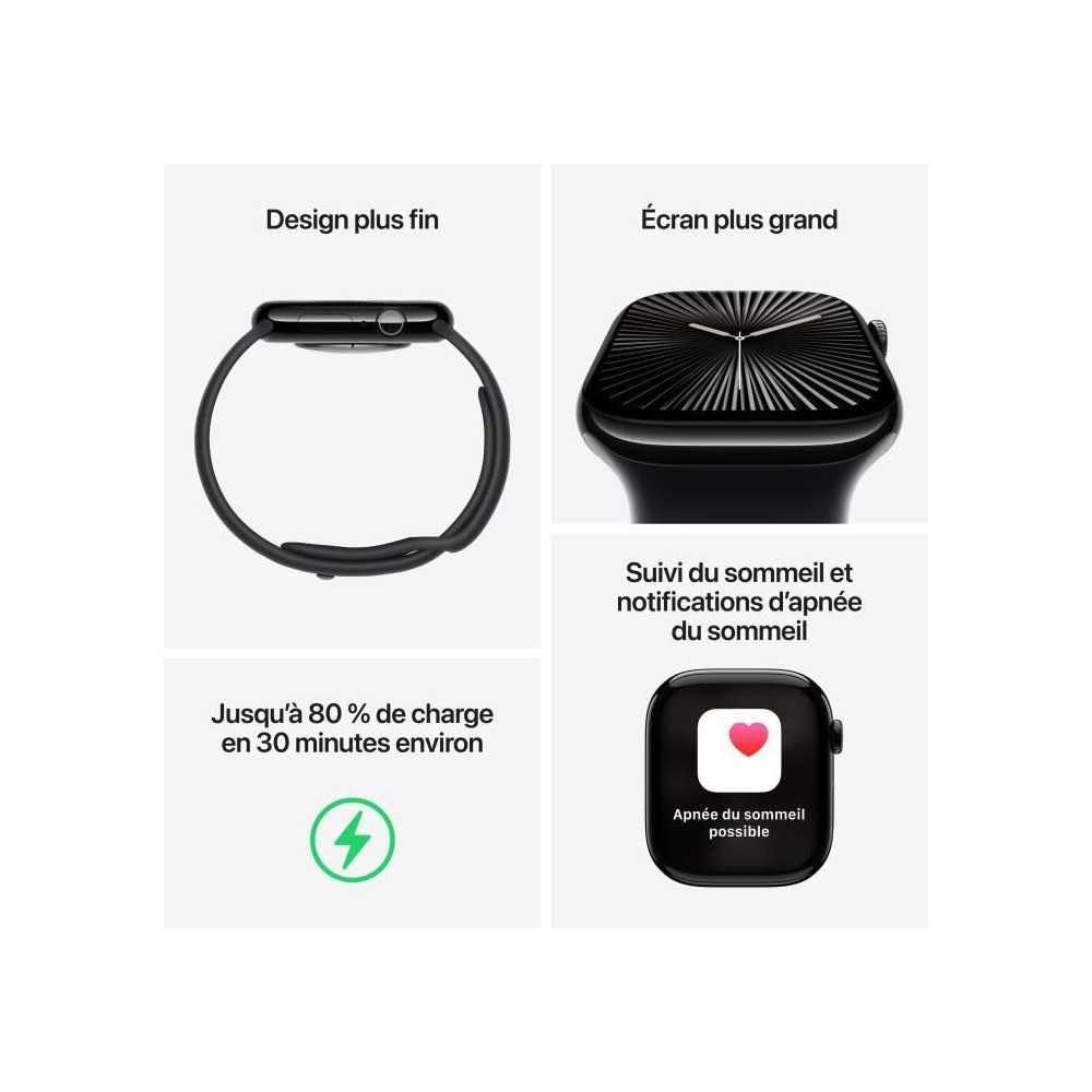 Apple Watch Series 10 46 mm or rose avec bracelet Sport rose tendre - vue 4