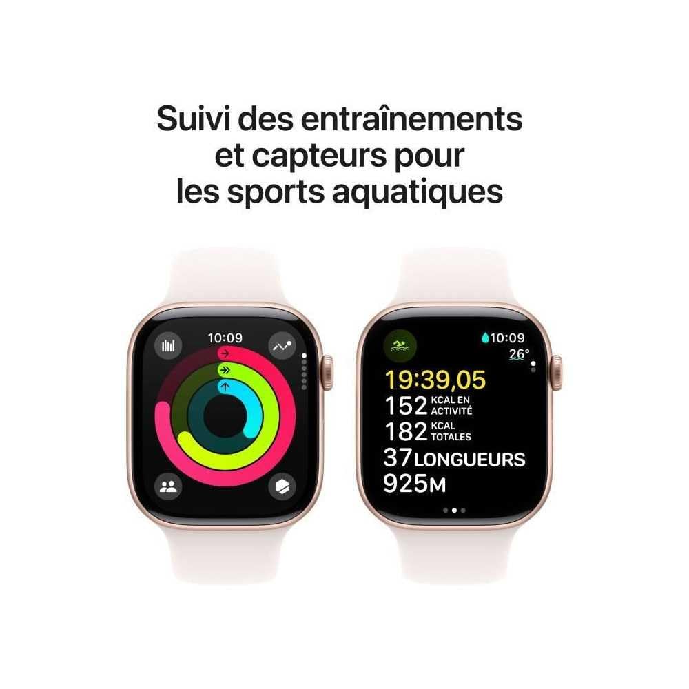 Apple Watch Series 10 46 mm or rose avec bracelet Sport rose tendre - vue 5